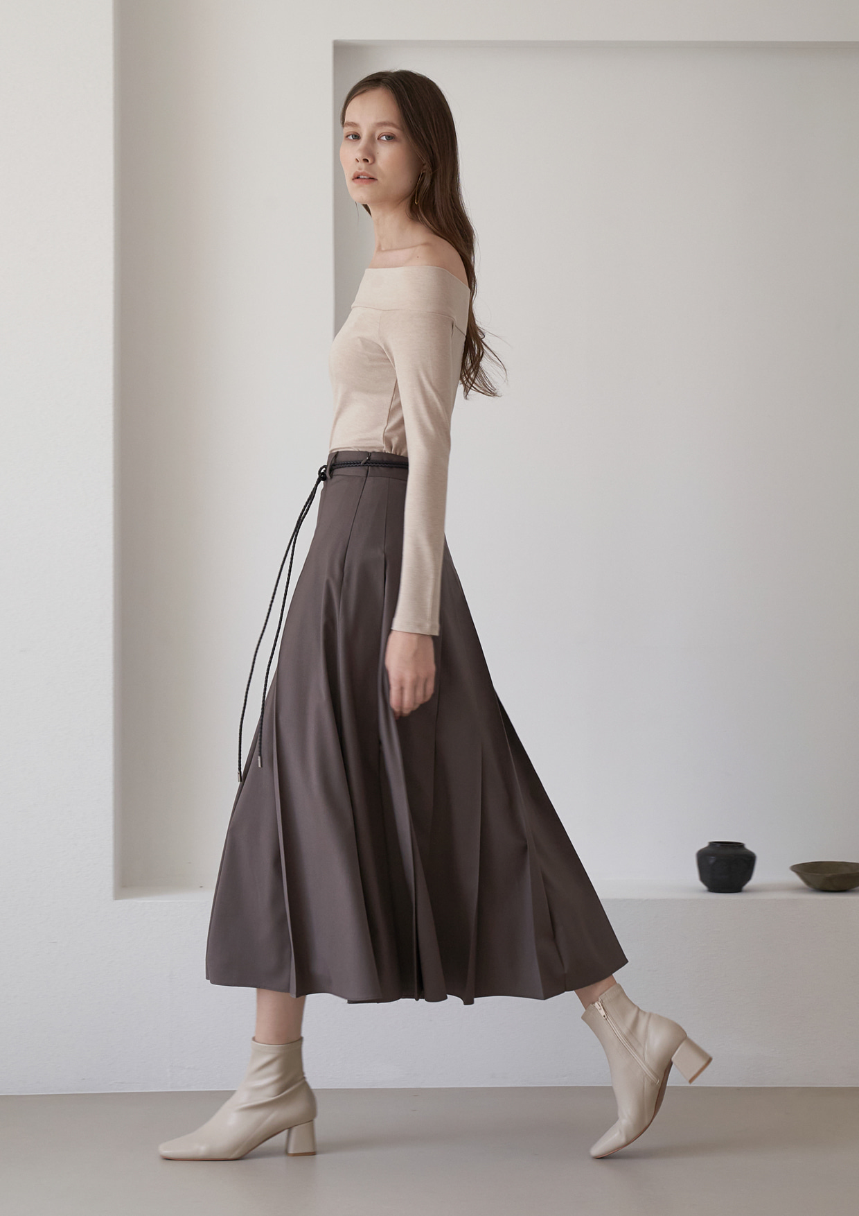 [배우 전혜빈, 임화영, 유진 착용] Pleats Long Skirt  + Belt
