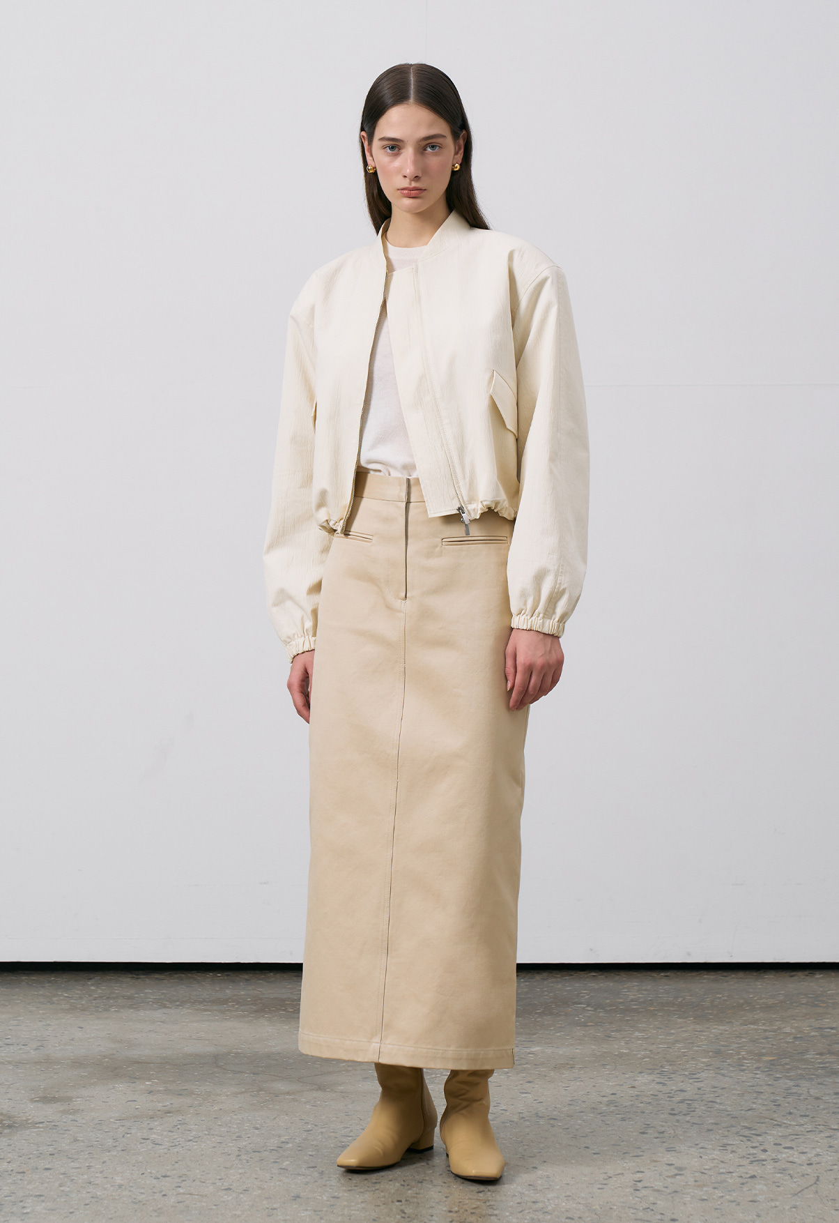 Cotton H-line Slit Skirt